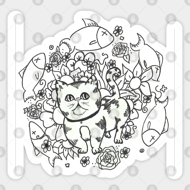 Cat Mandala Sticker by Artofmiarussell 